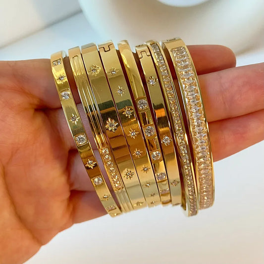 XPEL Gold Bangles Bracelets